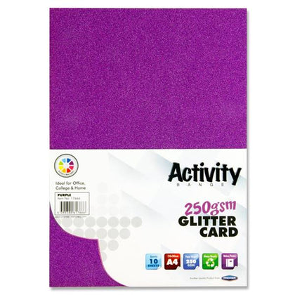 Pack of 10 Sheets A4 Purple 250gsm Glitter Card by Premier Activity