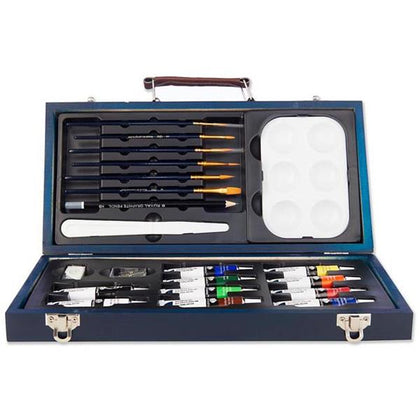 Pack of 25 Pieces Beginners Essentials Acrylic Painting Set In Wooden Case by Royal & Langnickel