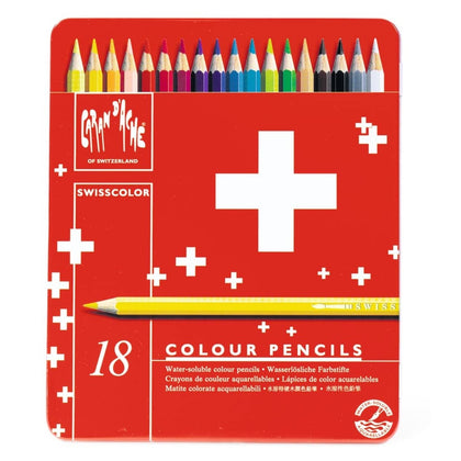 Caran d'Ache 18 Swisscolor Colouring Pencils in Metal Tin
