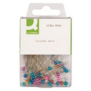 Pack of 80 Quality Coloured Head Steel Pins