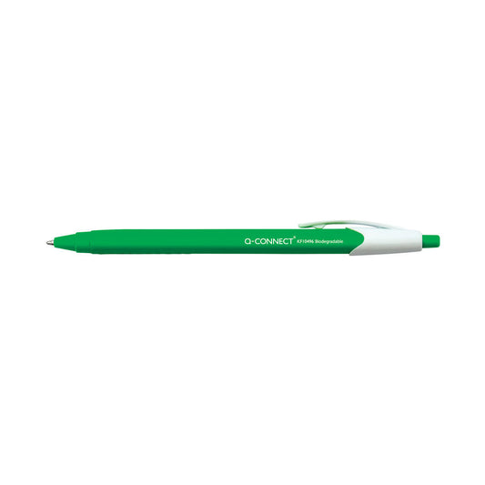 Pack of 12 Q-Connect Biodegradable Retractable Black Ballpoint Pens