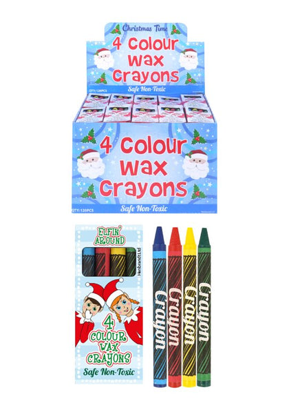 Pack of 4 Mini Elfin Around Christmas Wax Crayons