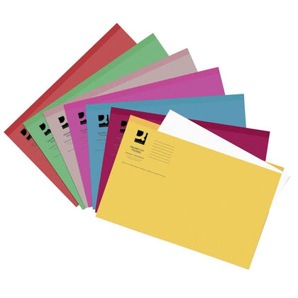 Pack of 100 Q-Connect Lightweight 180gsm Foolscap Assorted Square Cut Folders