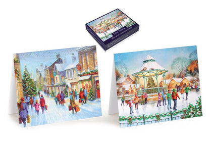 Pack of 20 Luxury Christmas Village Design Greeting Cards
