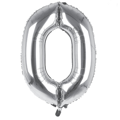 Giant Foil Silver 0 Number Balloon