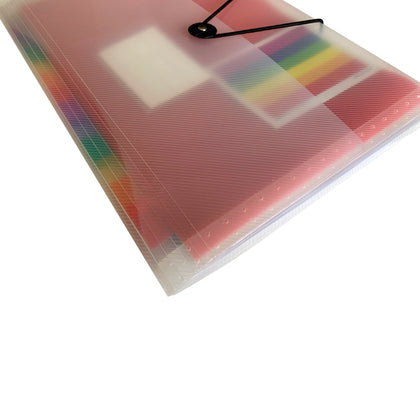 A4 13 Part Rainbow Coloured Tabs Expanding File with Elastic Closure