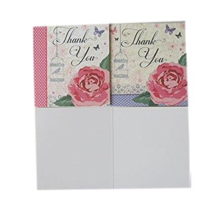 Pack Of 8 Simon Elvin Rose Design open Thank You Cards