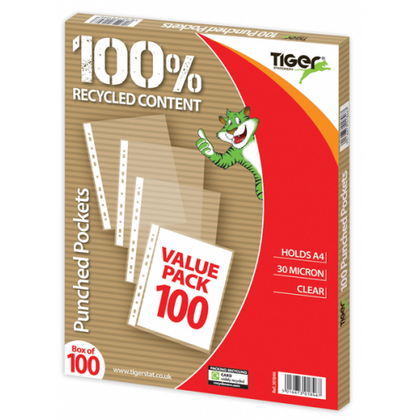 Box of 100 A4 Value Punched Pockets