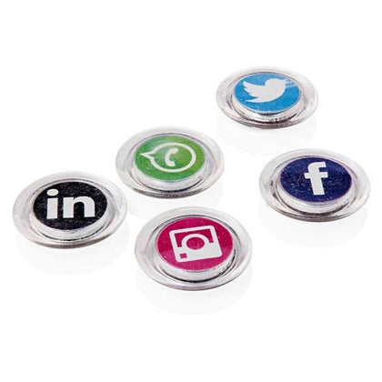 Pack of 5 for 30mm Round Social Media Symbols Magnet by Premier Office