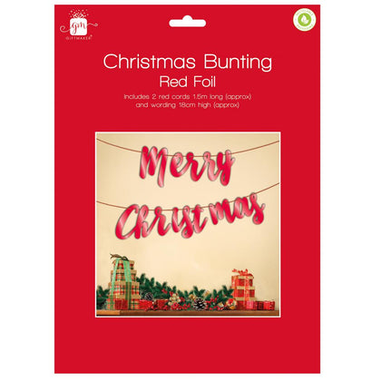 1.5m Merry Christmas Red Foil Bunting