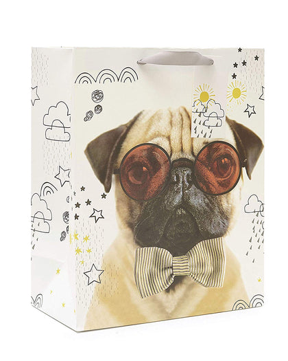 Funny Pug Dog Gift Bag Large Birthday Father's Day Christmas Act UK Greetings