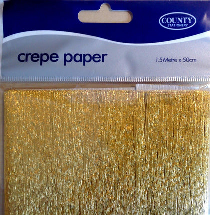 Gold Metallic Crepe Paper Folded 1.5m x 50cm