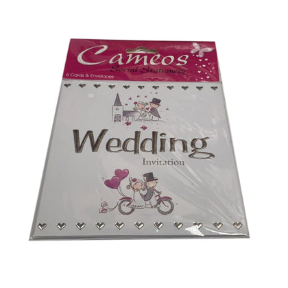Pack of 6 Character Wedding Invitation Cards and Envelopes