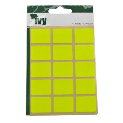 Pack of 60 Yellow Fluorescent 19x25mm Rectangular Labels