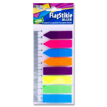 Pack of 160 Sheets Flag Page Markers On 11cm Ruler by Stik-Ie