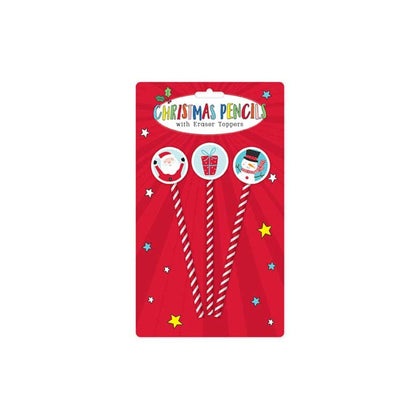 Pack of 3 Round Christmas Pencil Toppers