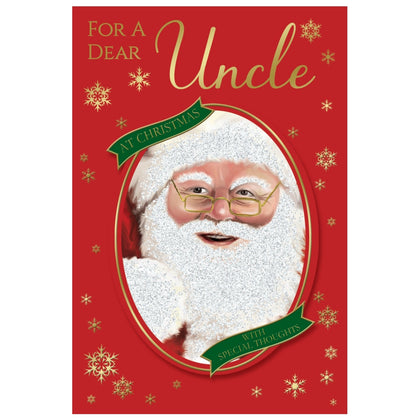 For a Dear Uncle Glitter Finished Santa Design Christmas Card