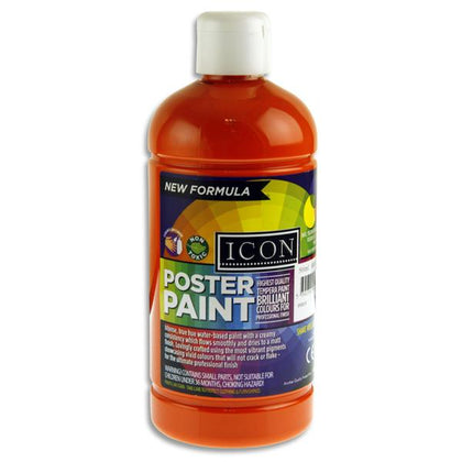 500ml Orange Poster Paint by Icon Art