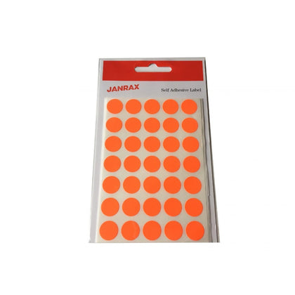 Pack of 140 Fluorescent Red 13mm Round Labels - Stickers