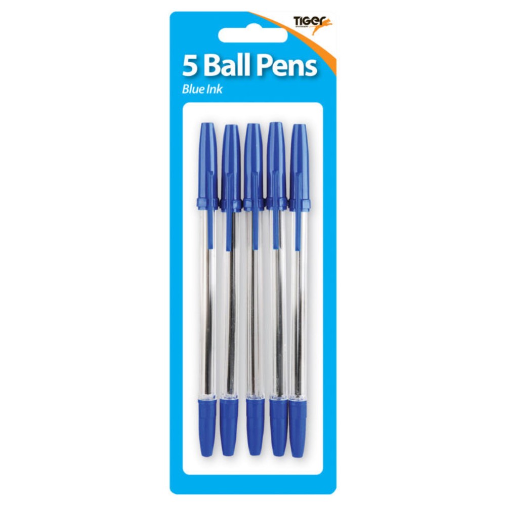 Pack of 5 Blue Ball Point Pens– Choice Wholesale