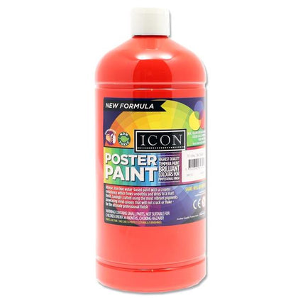 1 Litre Scarlet Red Poster Paint by Icon Art