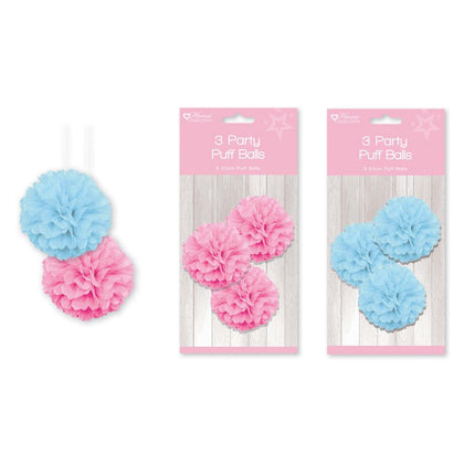 Pack of 3 20cm Baby Shower Party Puff Balls