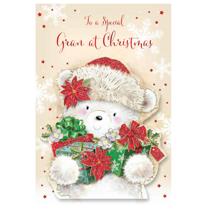 To a Special Gran Cute Bear Holding Gifts Design Christmas Card