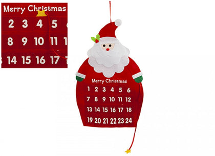 Felt Santa Shaped Hanging Advent Calendar with Hang Tag