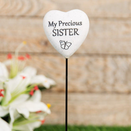 Graveside Plaque Thoughts Of You Resin Heart on Stick - Sister