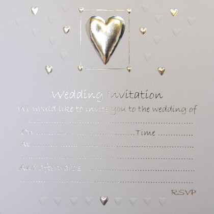 Pack of 10 White & Silver Luxury Wedding Invitations