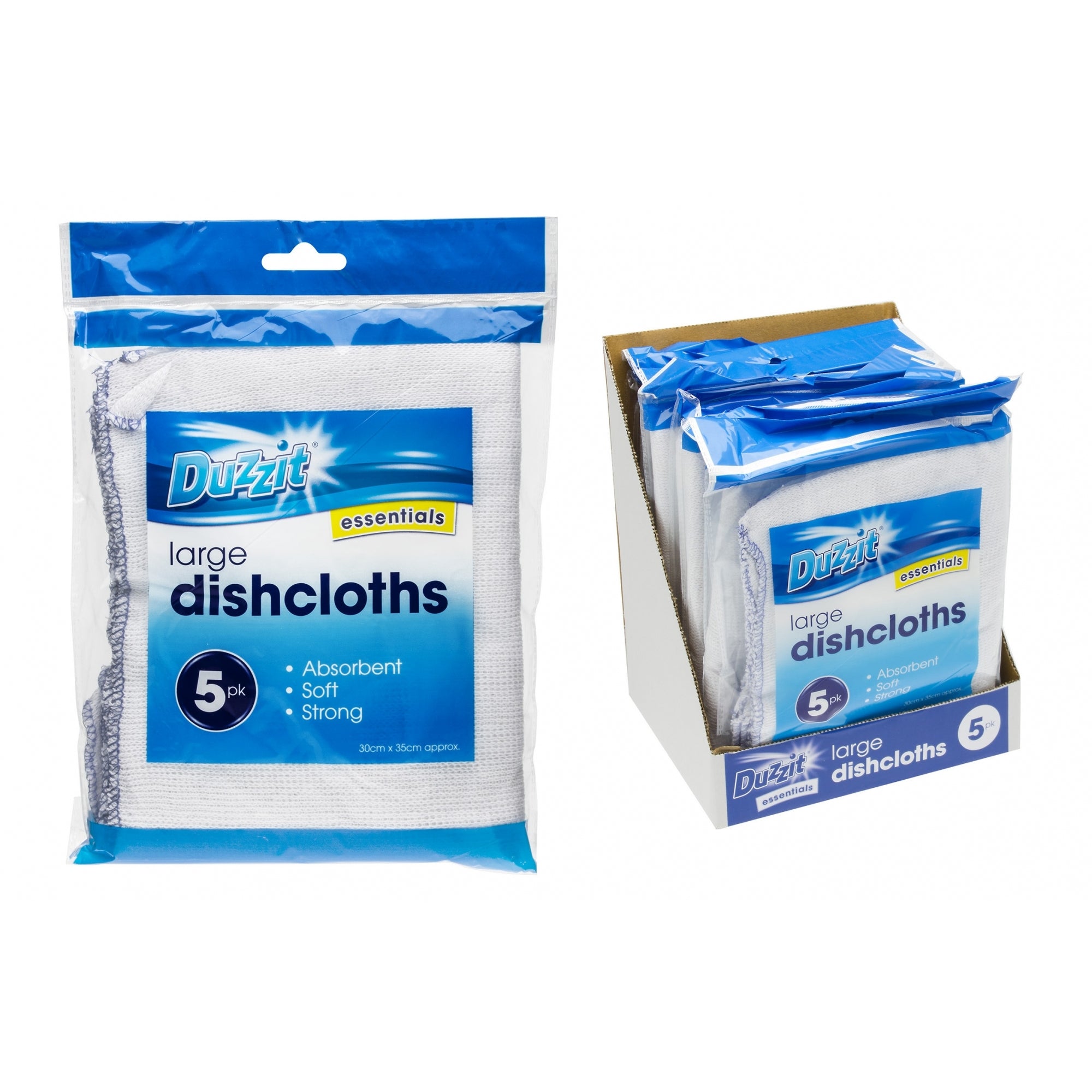 Pack of 5 Duzzit Premium Large White Dishcloth– Choice Wholesale