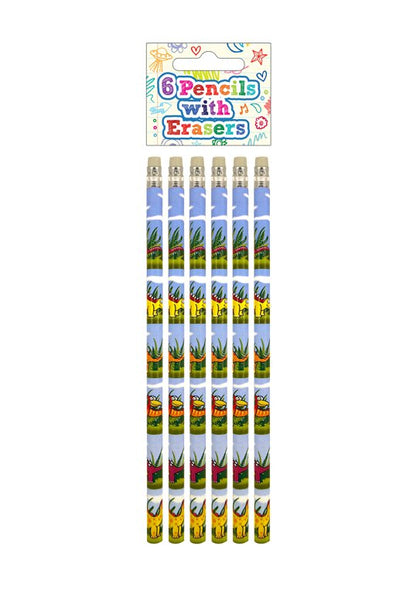 Pack of 6 Farm Pencils with Erasers