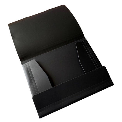 Janrax A4 Black 3 Flap Folder with Elasticated Closure