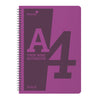 A4 Twin Wirebound Purple Plastic Front Notebook 160 Pages