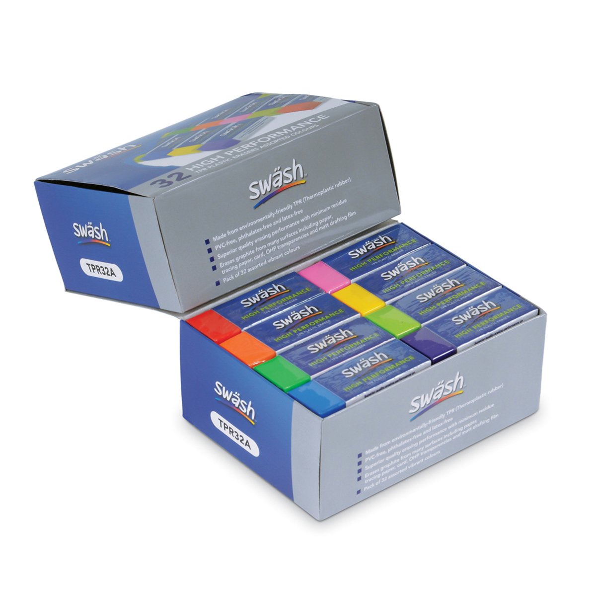 Pack of 32 Swash Assorted High Performance Erasers