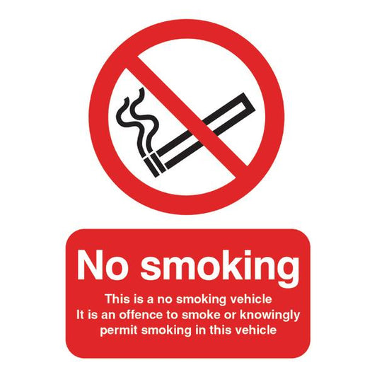Safety Sign This is a No Smoking Vehicle 100x75mm Self-Adhesive PH05104S