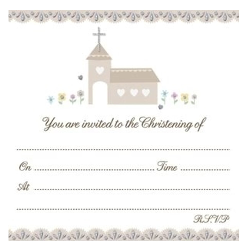 Pack of 10 Embossed Christening Invitations and Envelopes