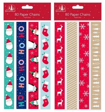 Pack of 80 Cute Christmas Printed Paper Chains