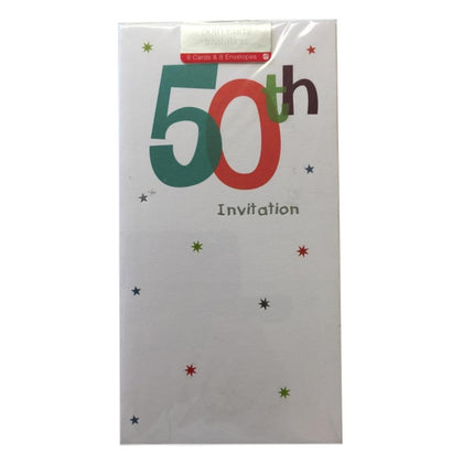 50th Birthday Party Invitations by Carlton Cards (Pack of 8 White Invites)
