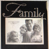 Black Glass "Family" Picture Photo Frame 6' x 4' With Sliver Crystal Lettering