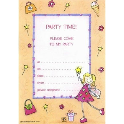 Girls Fairy Party Invitations Sheets - Pack of 20