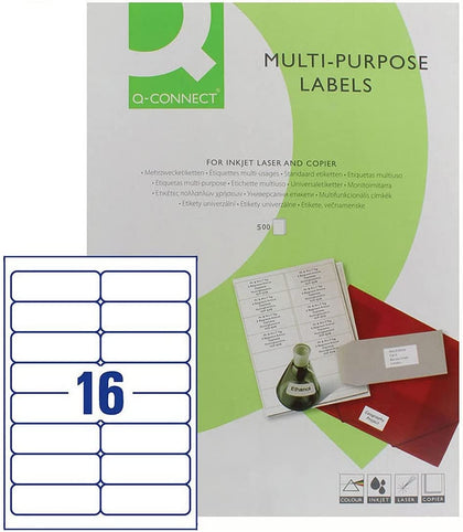 Q-Connect Multipurpose Labels 99.1x34mm 16 Per Sheet White (Pack of 8000) KF02250