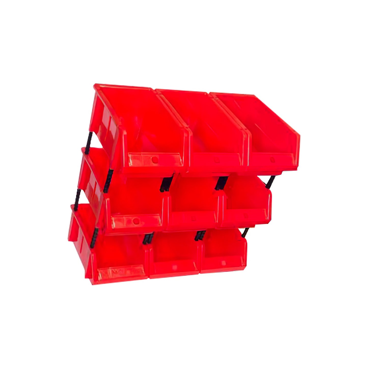 Set of 30 Stackable Red Storage Pick Bin with Riser Stands 245x158x108mm