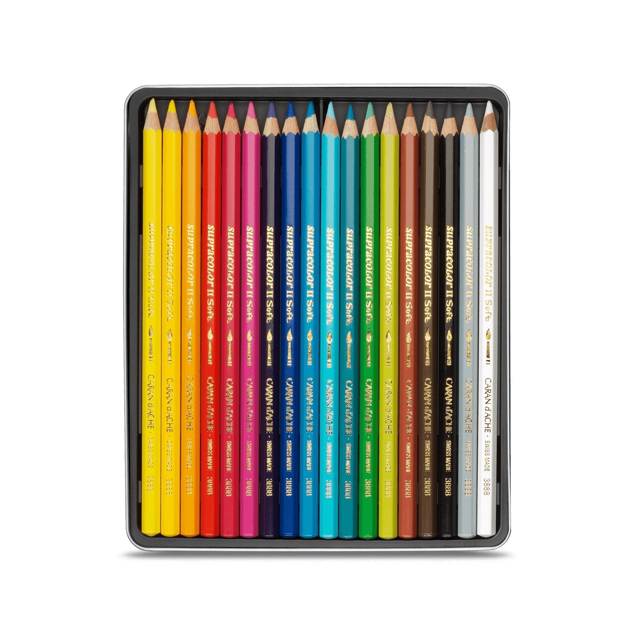 Caran D'Ache Supracolor Soft Aquarelle Pencil Tins - Tin of 18 Assorted Colours