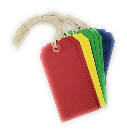 Pack of 10 Large Tie on Luggage label 60 x 120mm assorted Colours