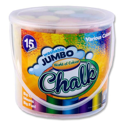Bucket of 15 Jumbo Coloured Sidewalk Chalk by World of Colour