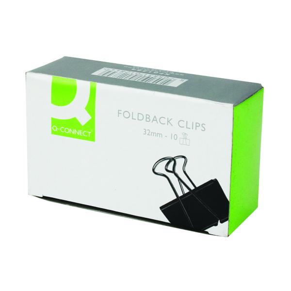 Q-Connect Foldback Clip 32mm Black (Pack of 10) KF01284