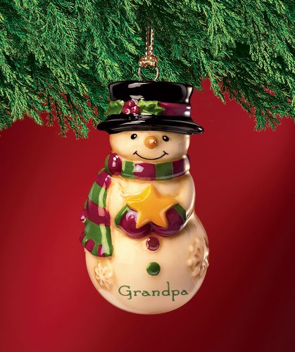 Mini Ceramic Personalized Snowman Ornament-Grandpa