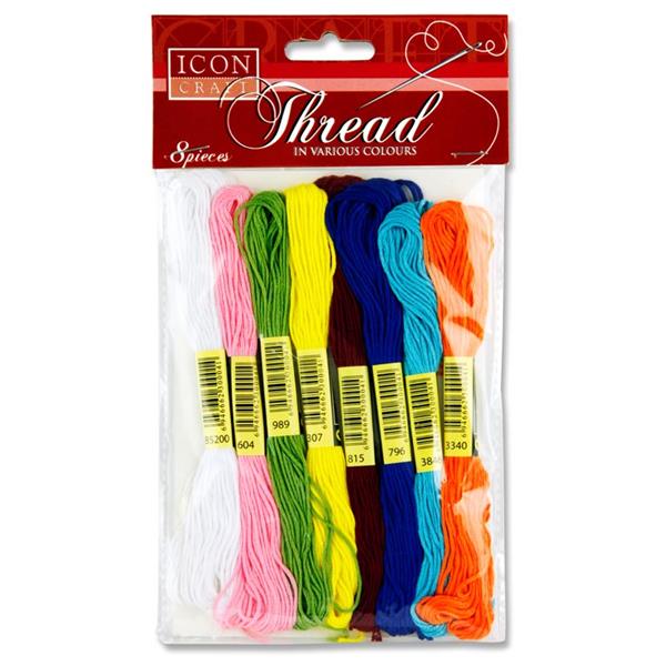 Pack of 8 Embroidery Threads by Icon Craft