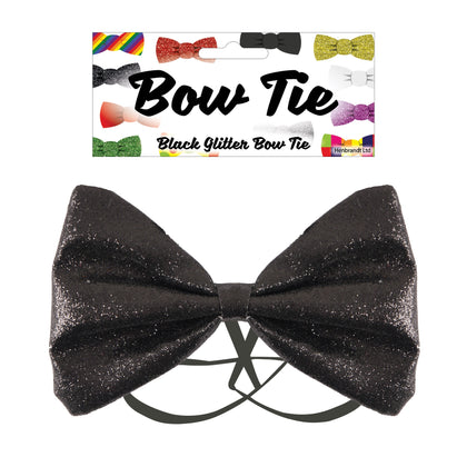 Bow Tie Glitter 12 x 7cm Black